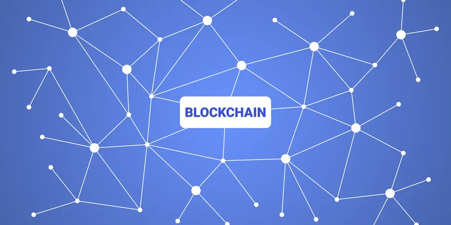 A network of connected nodes representing a distributed ledger