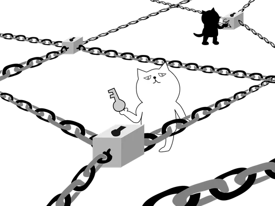 Interlinked chain segments representing blocks connected in sequence