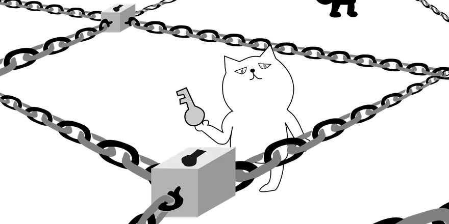 Interlinked chain segments representing a self-operated node